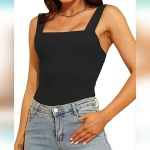 Women's Square Neck Backless BodySuit Sleeveless Casual Tank Tops